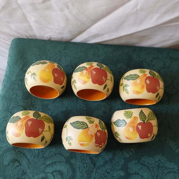 Lot Of  6 Kemp And Beatley Napkin Ring Holders Made In India Yellow Fruit Design - Picture 1 of 7